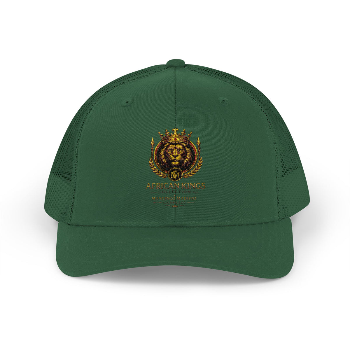 Lion Crest Snapback Trucker Cap — Vintage Regal Crest Embroidered Mesh Hat