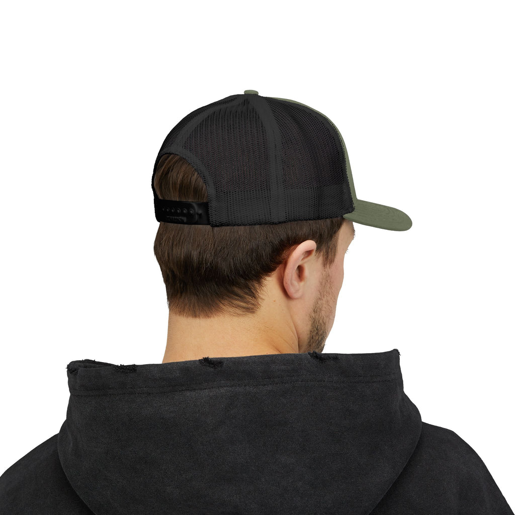 Lion Crest Snapback Trucker Cap — Vintage Regal Crest Embroidered Mesh Hat