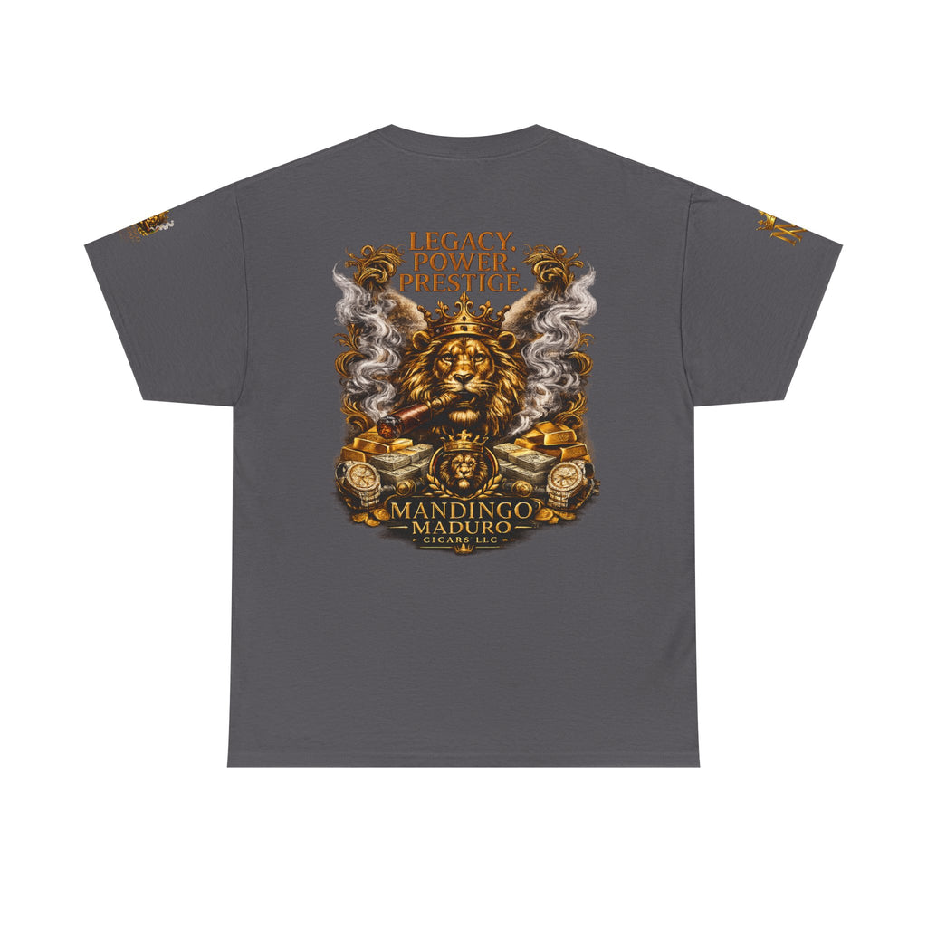 Lion Crest T-Shirt — "Legacy. Power. Prestige." Mandingo Maduro Graphic Tee