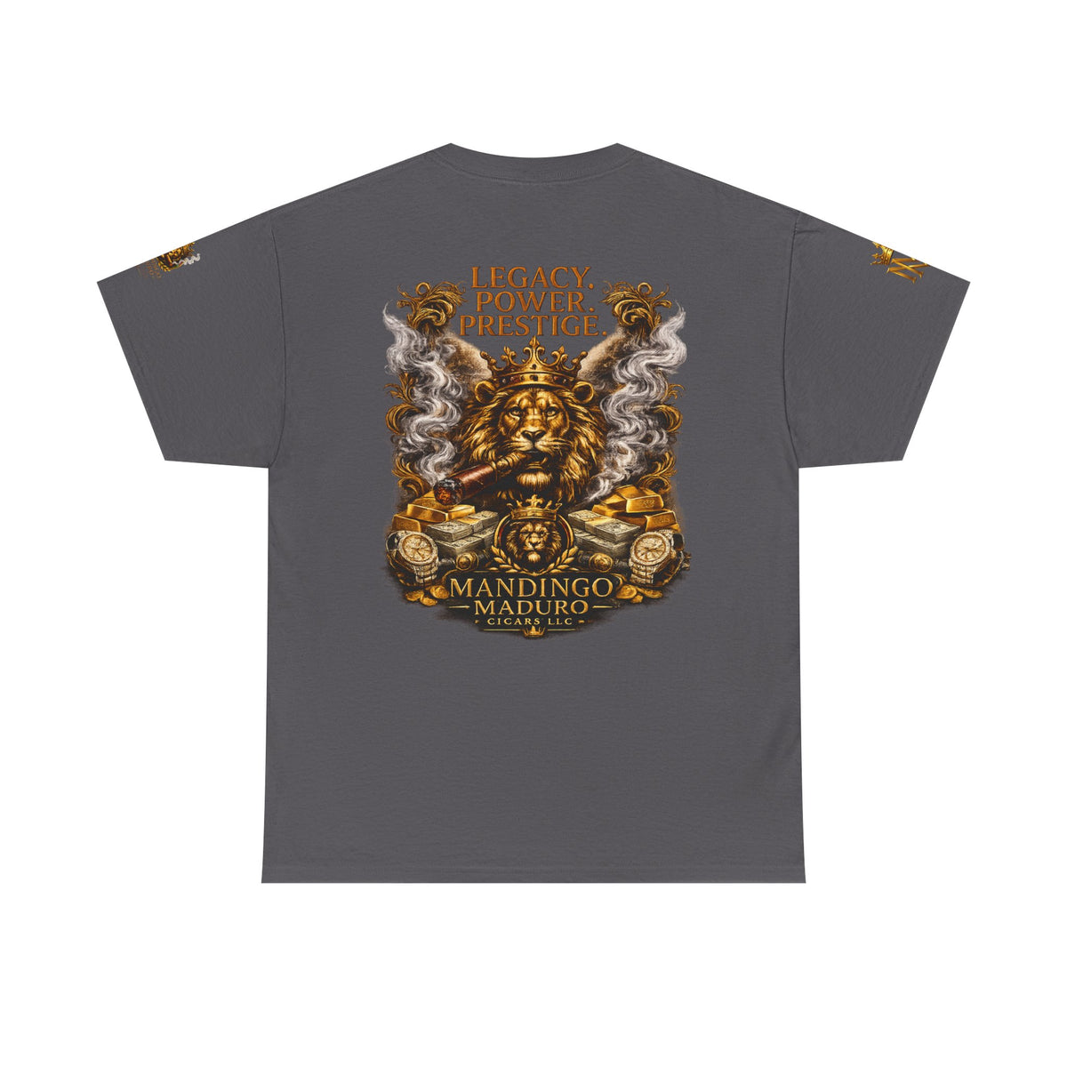 Lion Crest T-Shirt — "Legacy. Power. Prestige." Mandingo Maduro Graphic Tee