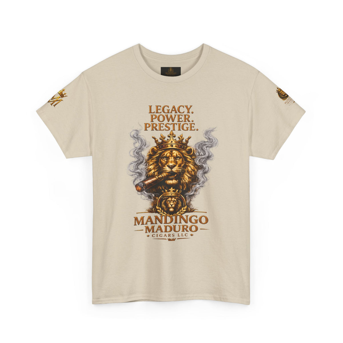 Lion Crest T-Shirt — "Legacy. Power. Prestige." Mandingo Maduro Graphic Tee