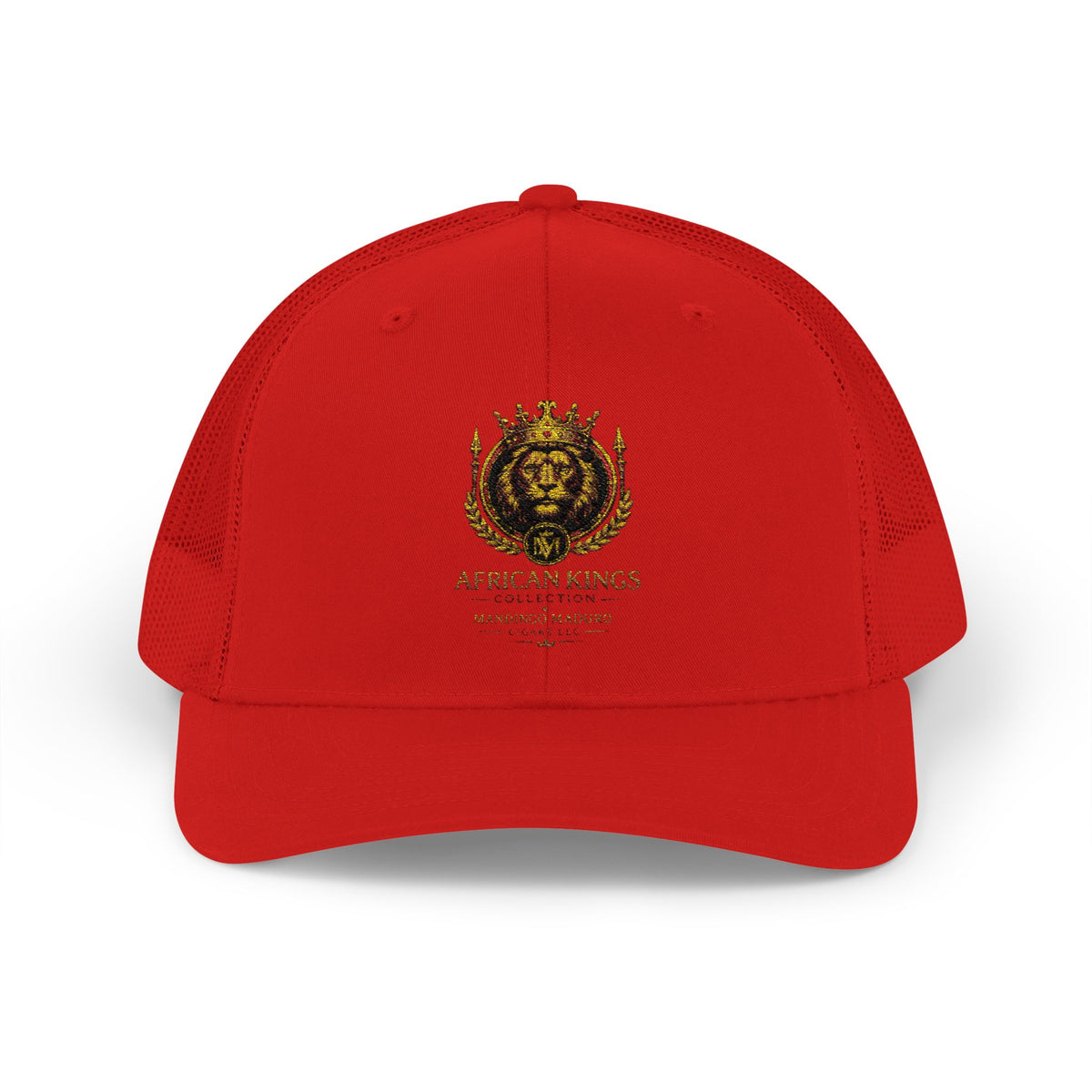 Lion Crest Snapback Trucker Cap — Vintage Regal Crest Embroidered Mesh Hat