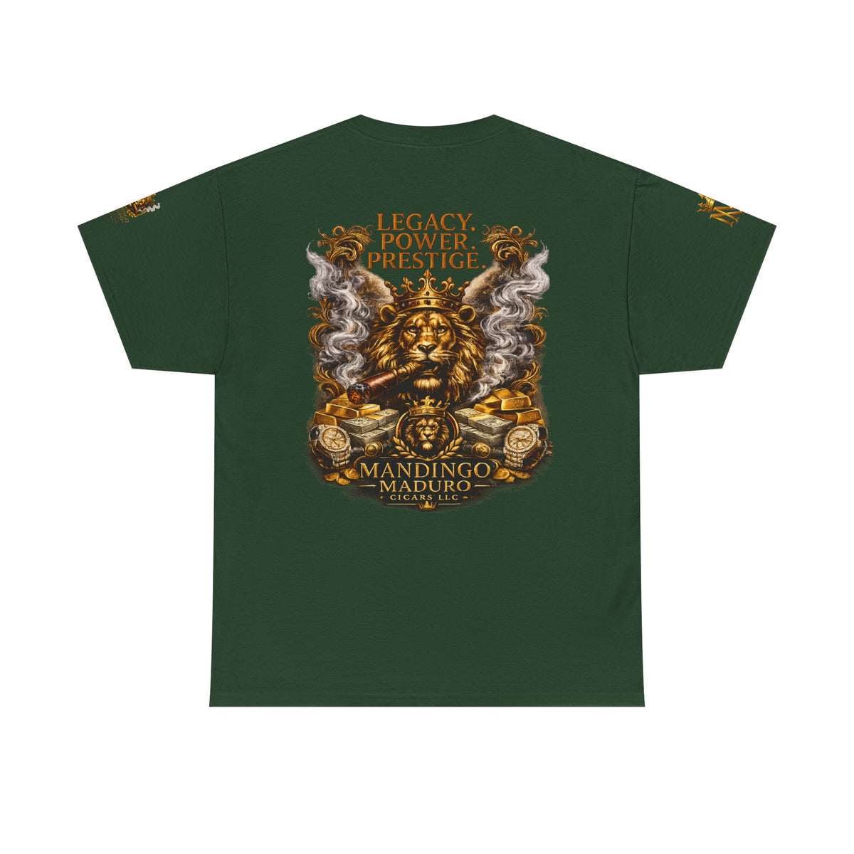 Lion Crest T-Shirt — "Legacy. Power. Prestige." Mandingo Maduro Graphic Tee