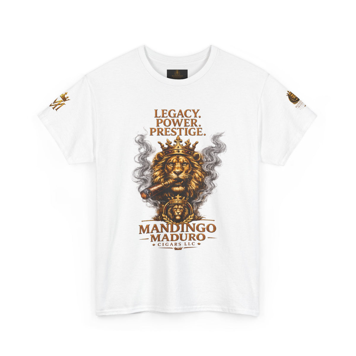 Lion Crest T-Shirt — "Legacy. Power. Prestige." Mandingo Maduro Graphic Tee