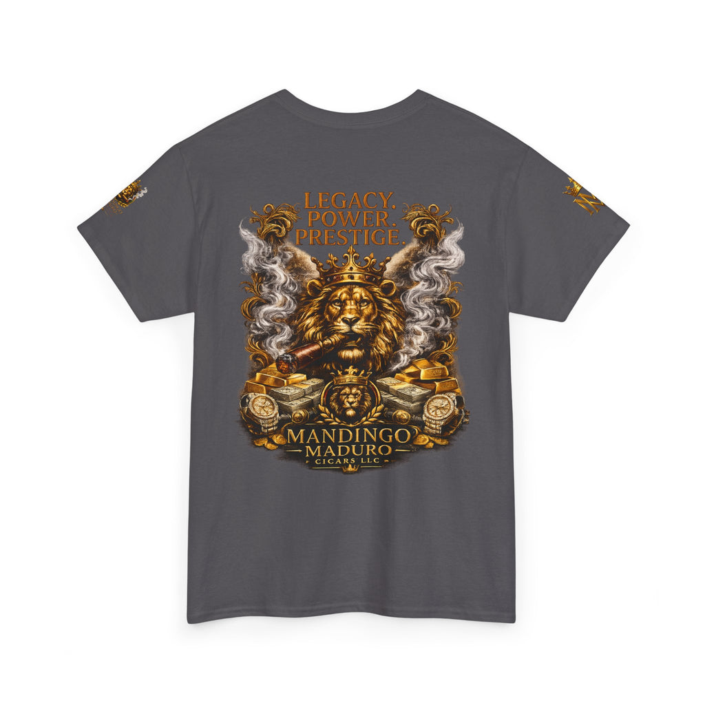 Lion Crest T-Shirt — "Legacy. Power. Prestige." Mandingo Maduro Graphic Tee