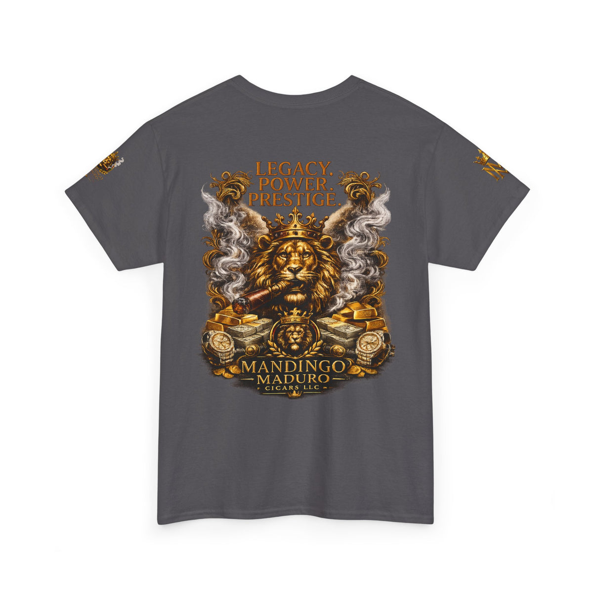 Lion Crest T-Shirt — "Legacy. Power. Prestige." Mandingo Maduro Graphic Tee
