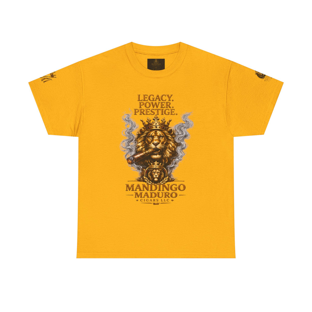 Lion Crest T-Shirt — "Legacy. Power. Prestige." Mandingo Maduro Graphic Tee