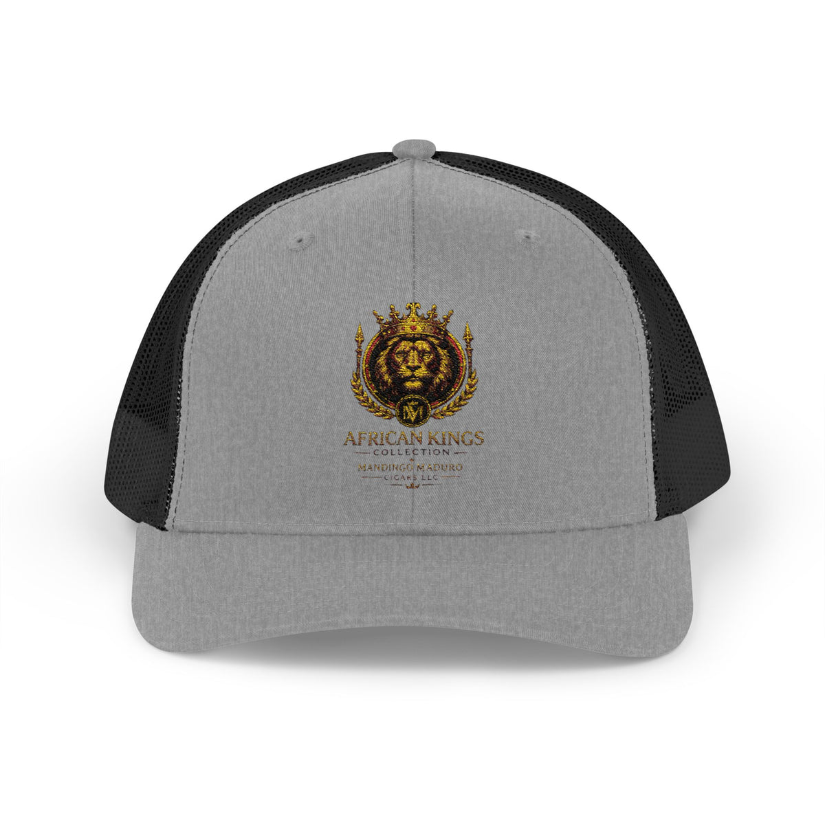Lion Crest Snapback Trucker Cap — Vintage Regal Crest Embroidered Mesh Hat