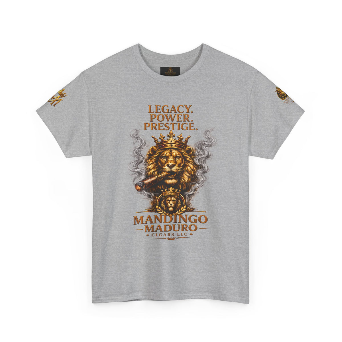 Lion Crest T-Shirt — "Legacy. Power. Prestige." Mandingo Maduro Graphic Tee