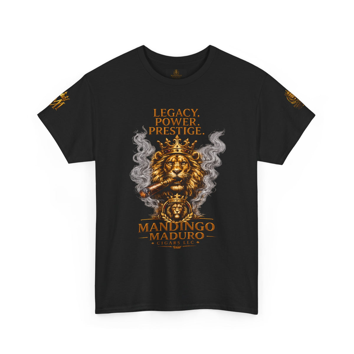 Lion Crest T-Shirt — "Legacy. Power. Prestige." Mandingo Maduro Graphic Tee