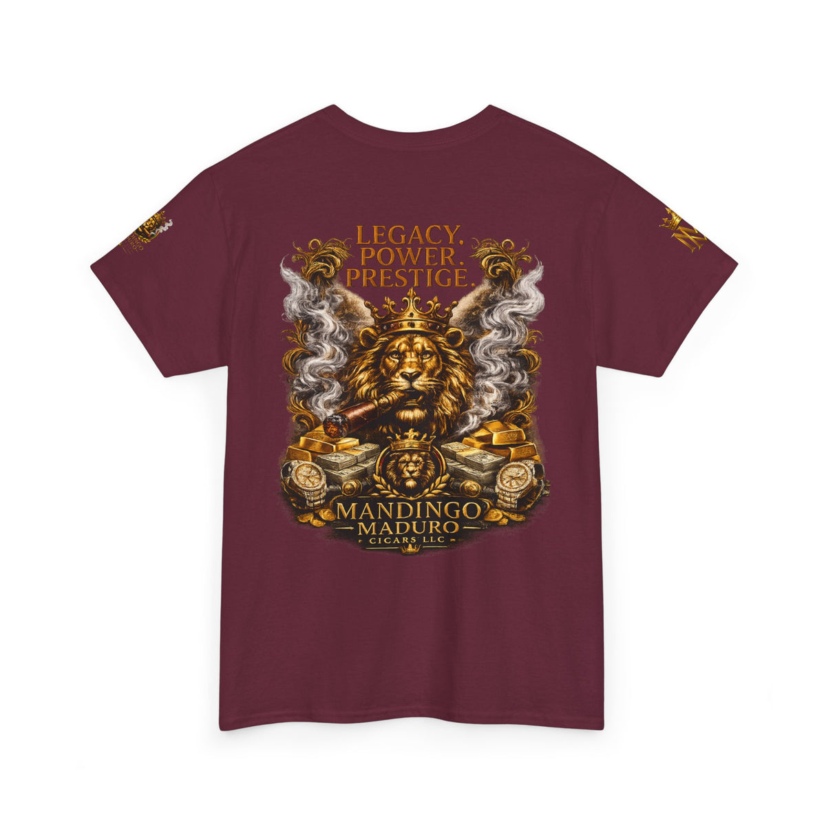Lion Crest T-Shirt — "Legacy. Power. Prestige." Mandingo Maduro Graphic Tee
