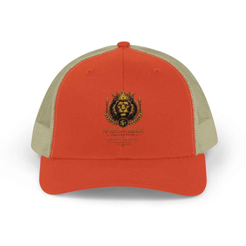Lion Crest Snapback Trucker Cap — Vintage Regal Crest Embroidered Mesh Hat
