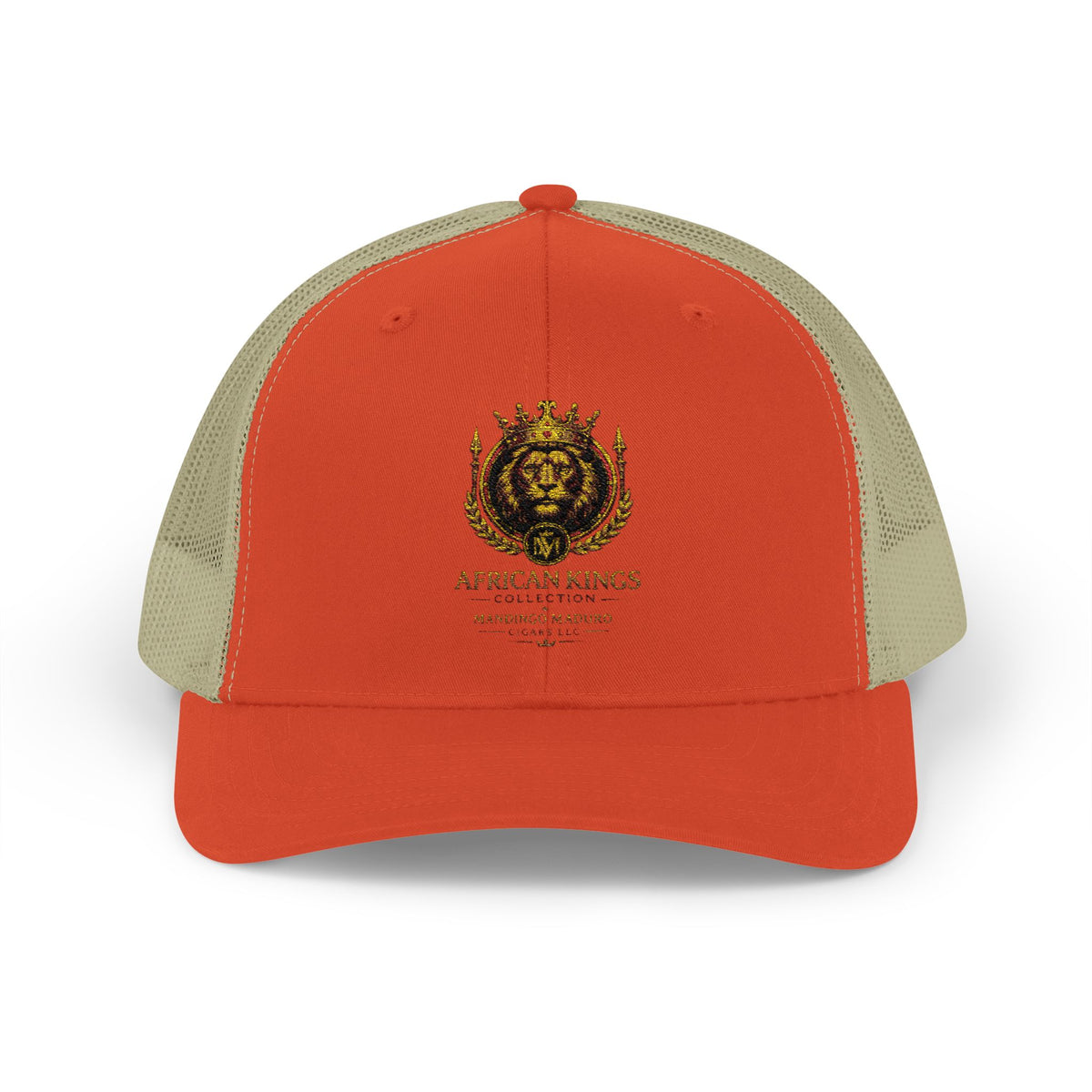 Lion Crest Snapback Trucker Cap — Vintage Regal Crest Embroidered Mesh Hat