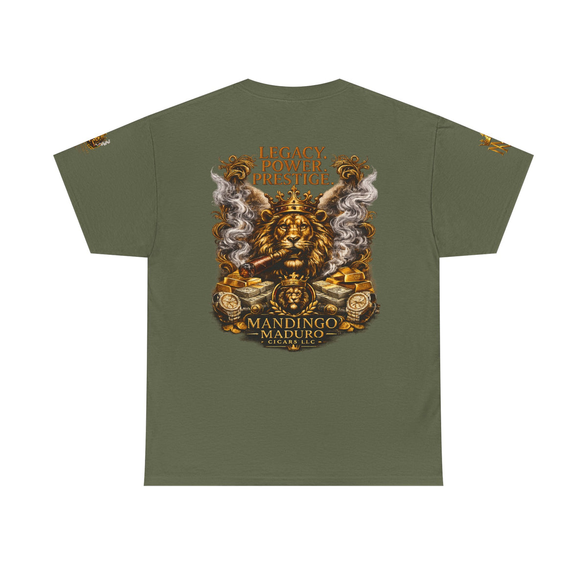 Lion Crest T-Shirt — "Legacy. Power. Prestige." Mandingo Maduro Graphic Tee