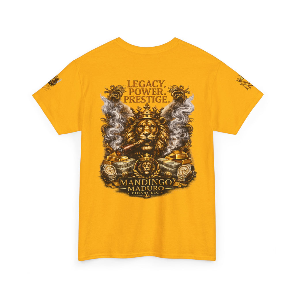Lion Crest T-Shirt — "Legacy. Power. Prestige." Mandingo Maduro Graphic Tee