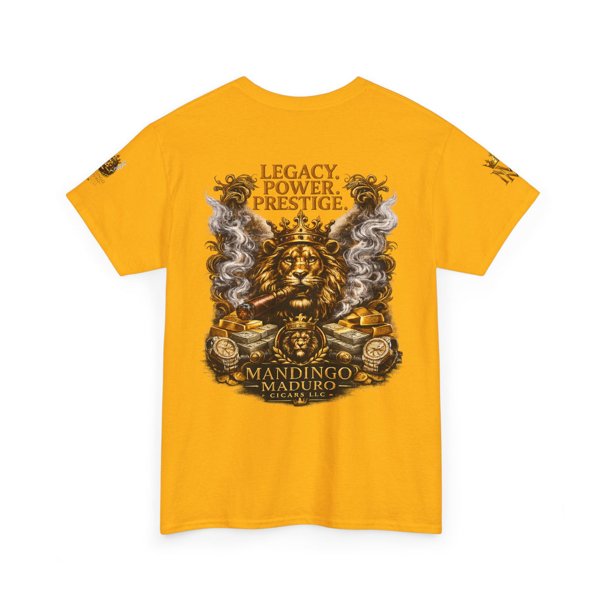Lion Crest T-Shirt — "Legacy. Power. Prestige." Mandingo Maduro Graphic Tee