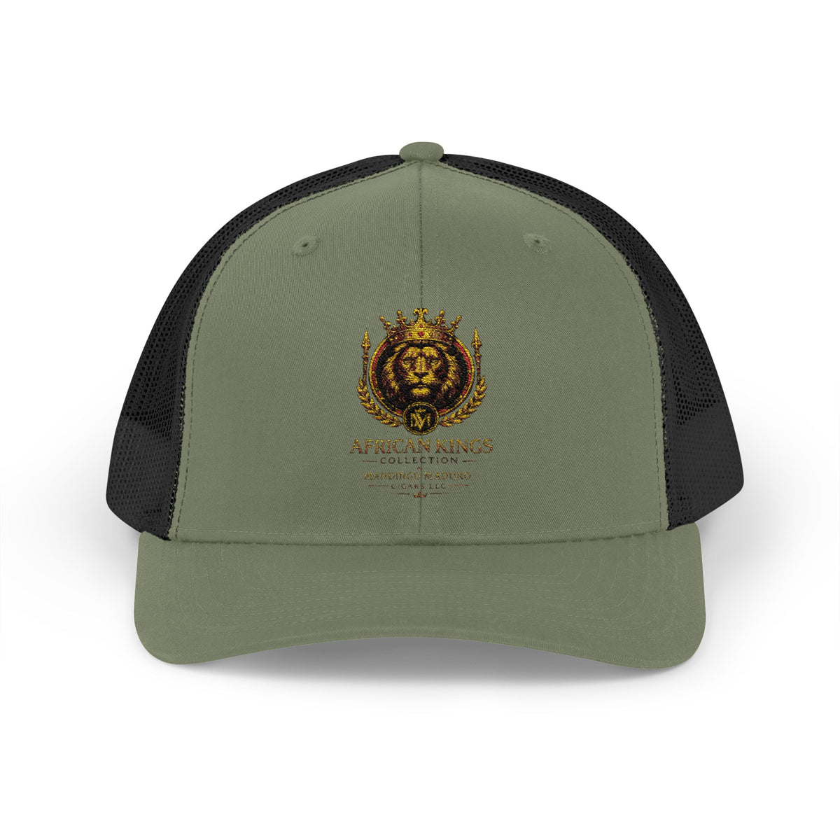 Lion Crest Snapback Trucker Cap — Vintage Regal Crest Embroidered Mesh Hat