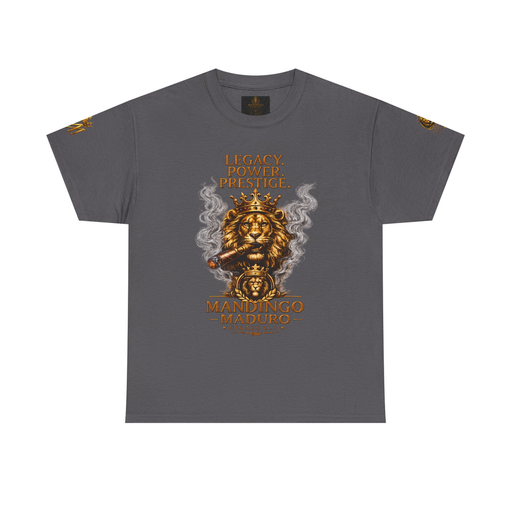 Lion Crest T-Shirt — "Legacy. Power. Prestige." Mandingo Maduro Graphic Tee