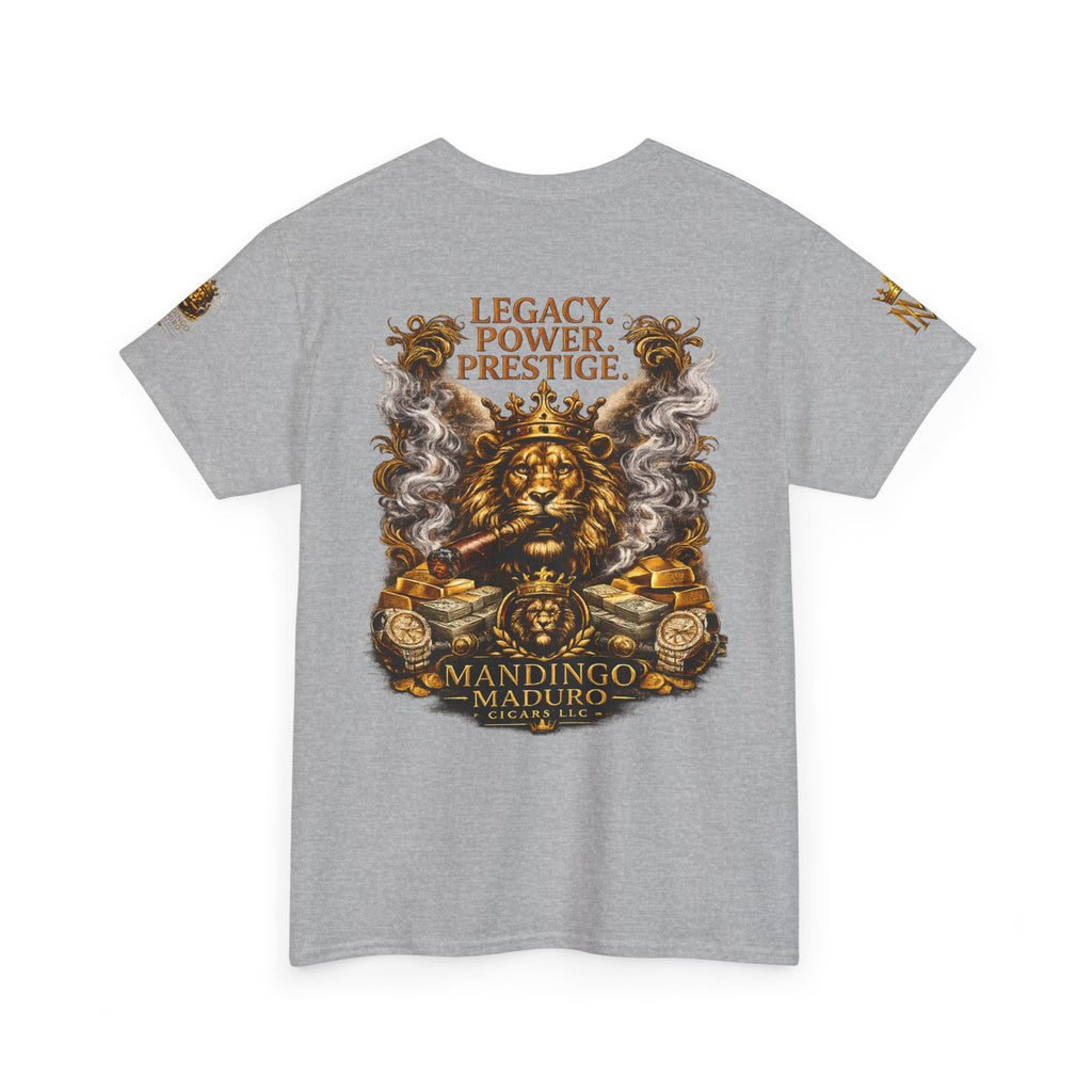 Lion Crest T-Shirt — "Legacy. Power. Prestige." Mandingo Maduro Graphic Tee