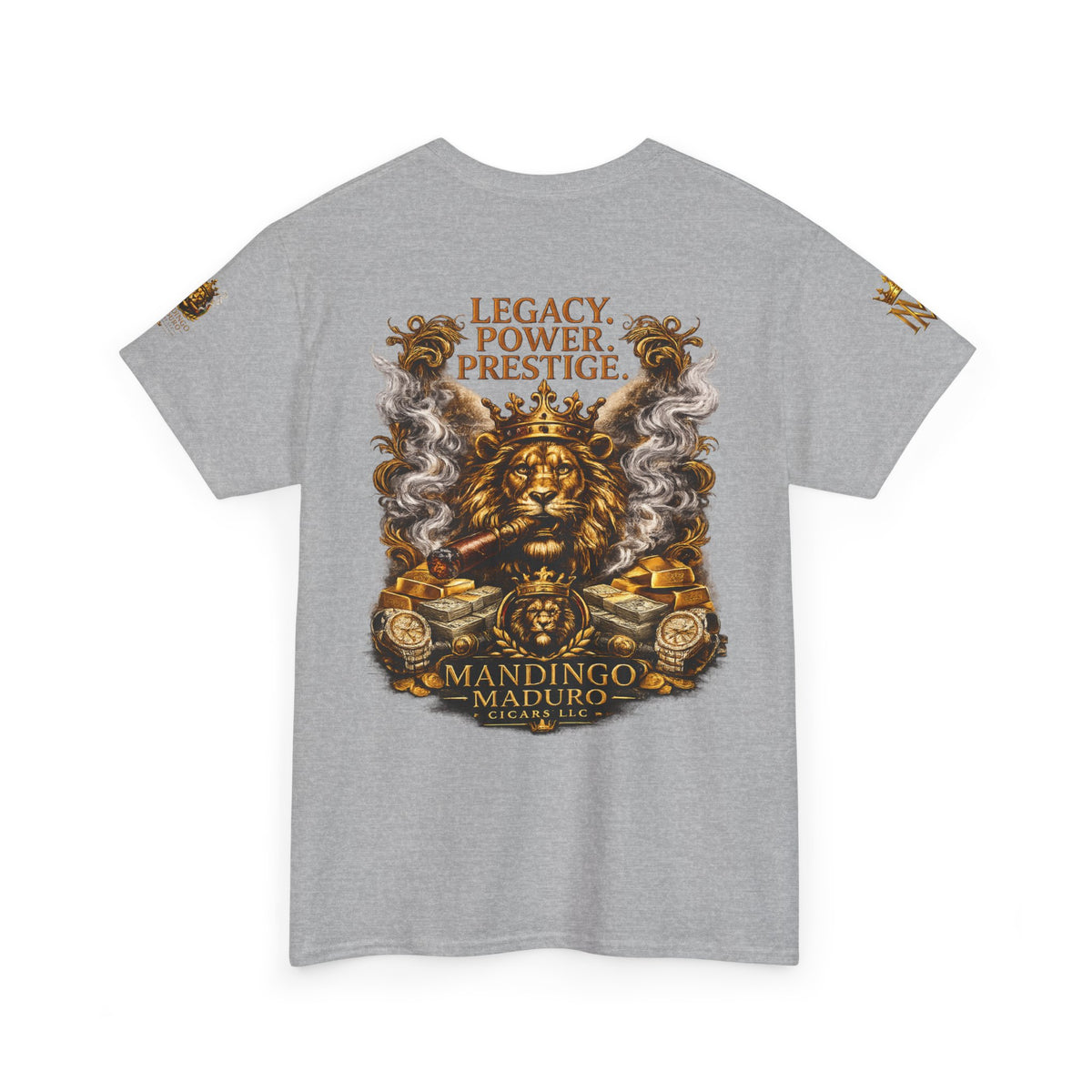 Lion Crest T-Shirt — "Legacy. Power. Prestige." Mandingo Maduro Graphic Tee
