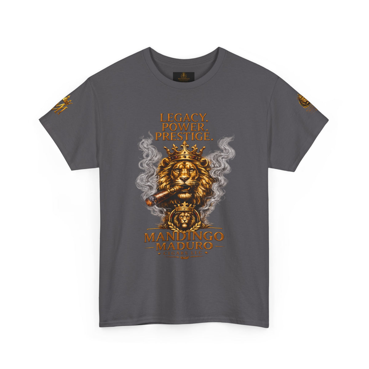 Lion Crest T-Shirt — "Legacy. Power. Prestige." Mandingo Maduro Graphic Tee