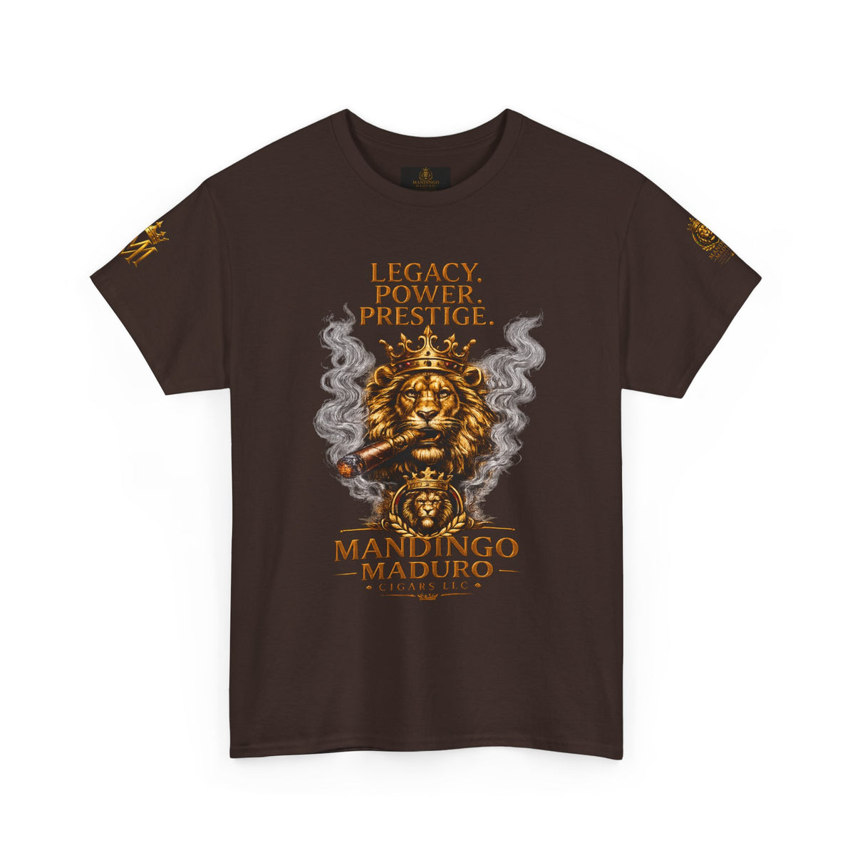 Lion Crest T-Shirt — "Legacy. Power. Prestige." Mandingo Maduro Graphic Tee