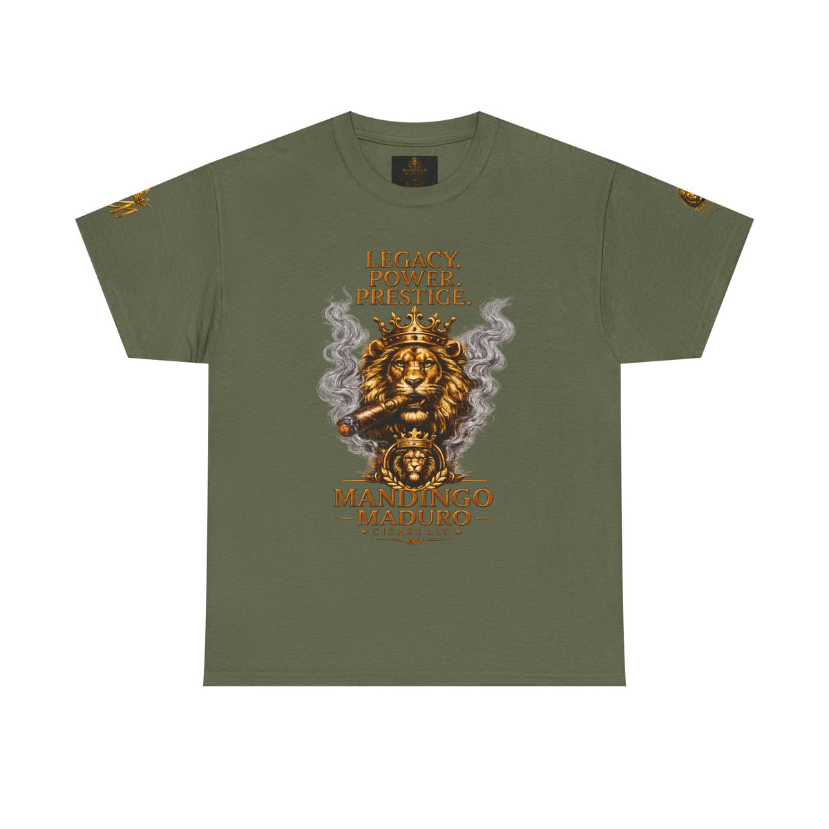 Lion Crest T-Shirt — "Legacy. Power. Prestige." Mandingo Maduro Graphic Tee