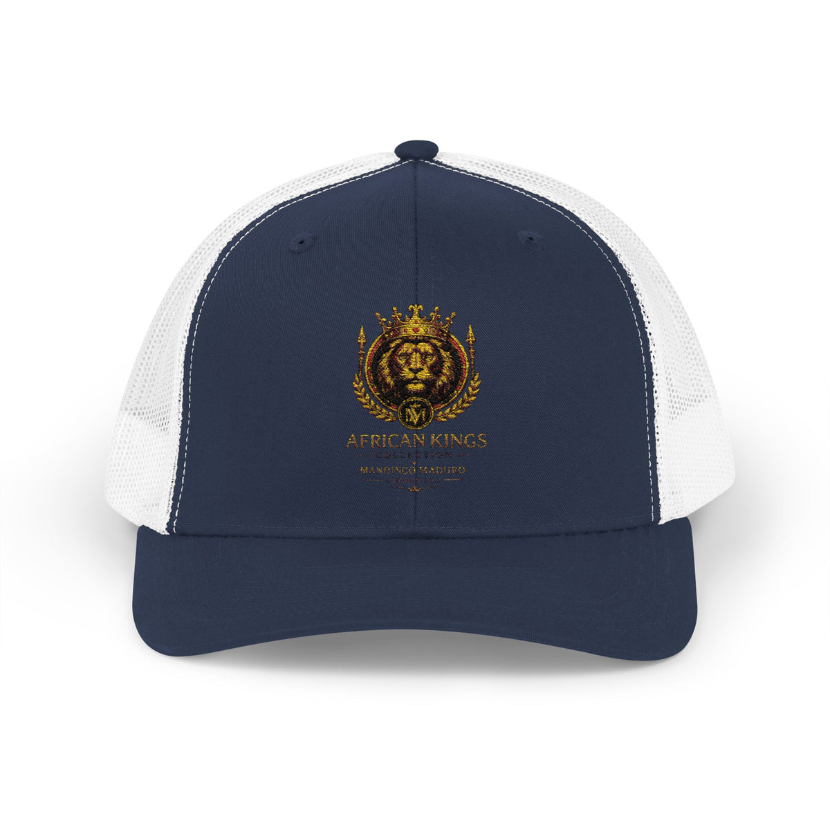 Lion Crest Snapback Trucker Cap — Vintage Regal Crest Embroidered Mesh Hat