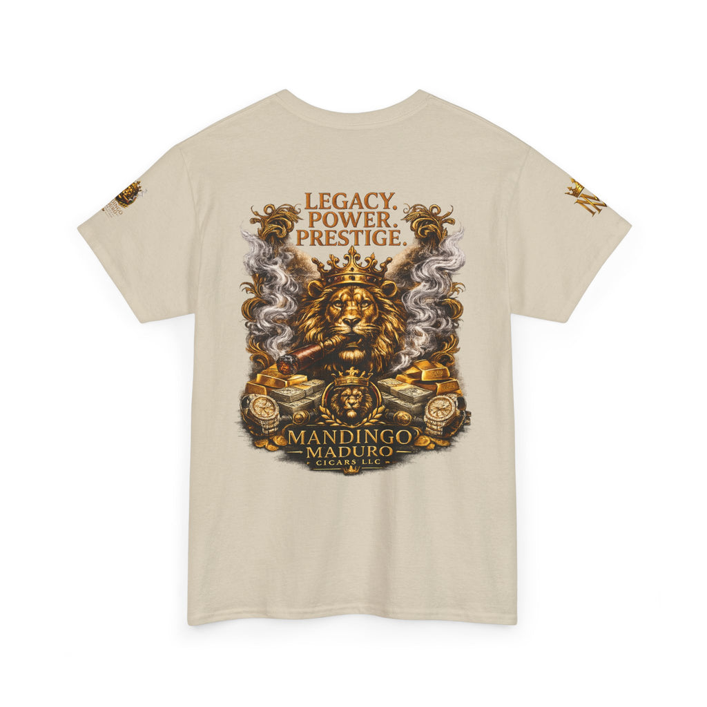 Lion Crest T-Shirt — "Legacy. Power. Prestige." Mandingo Maduro Graphic Tee