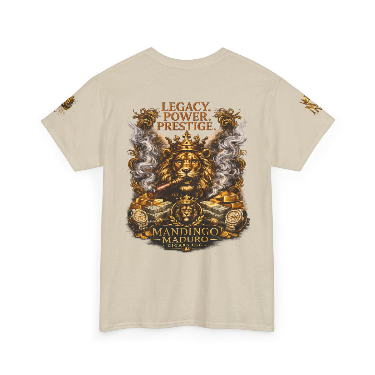 Lion Crest T-Shirt — "Legacy. Power. Prestige." Mandingo Maduro Graphic Tee