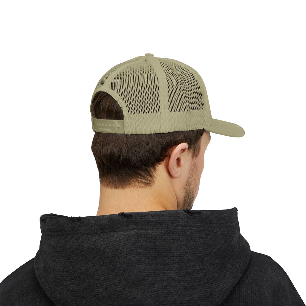 Lion Crest Snapback Trucker Cap — Vintage Regal Crest Embroidered Mesh Hat