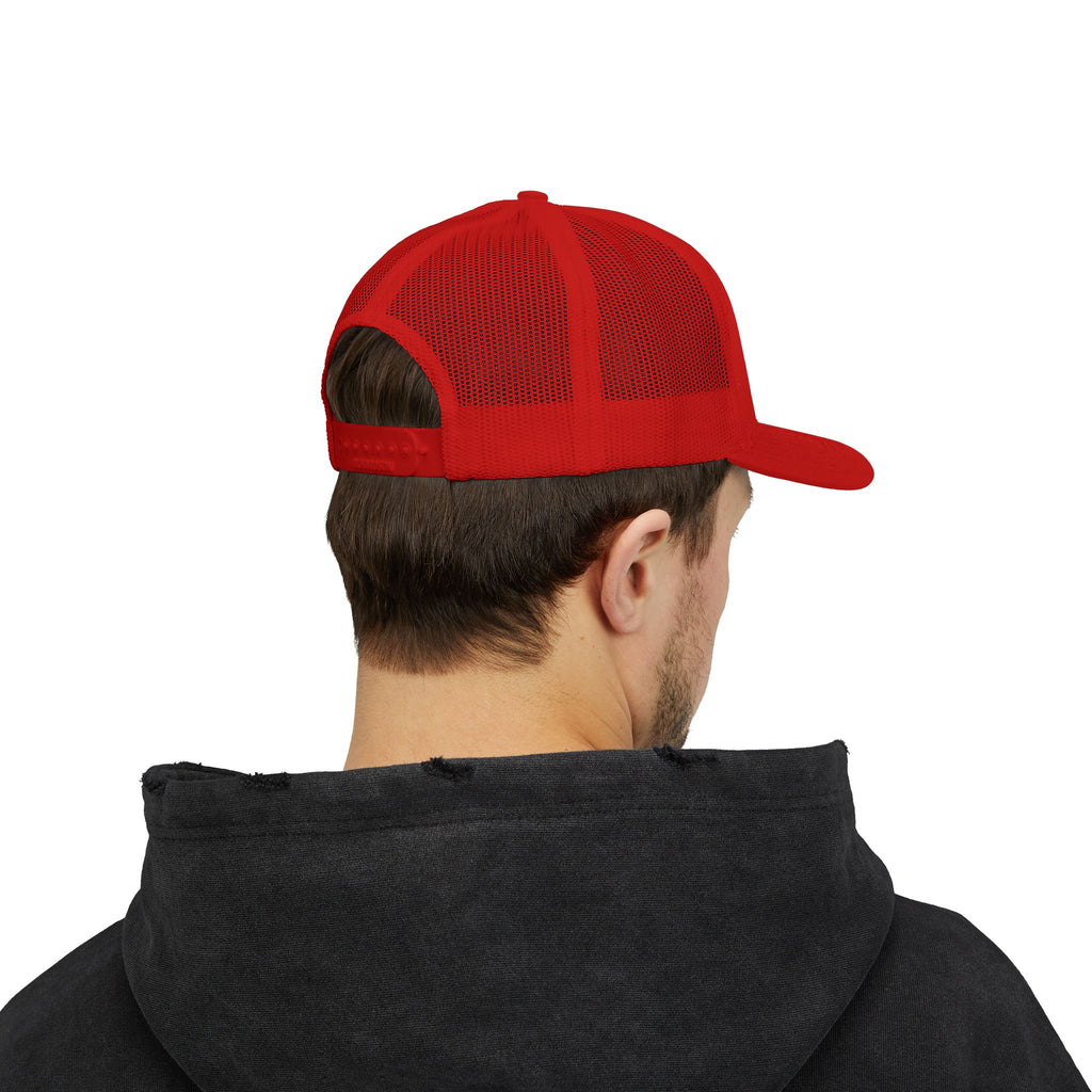 Lion Crest Snapback Trucker Cap — Vintage Regal Crest Embroidered Mesh Hat