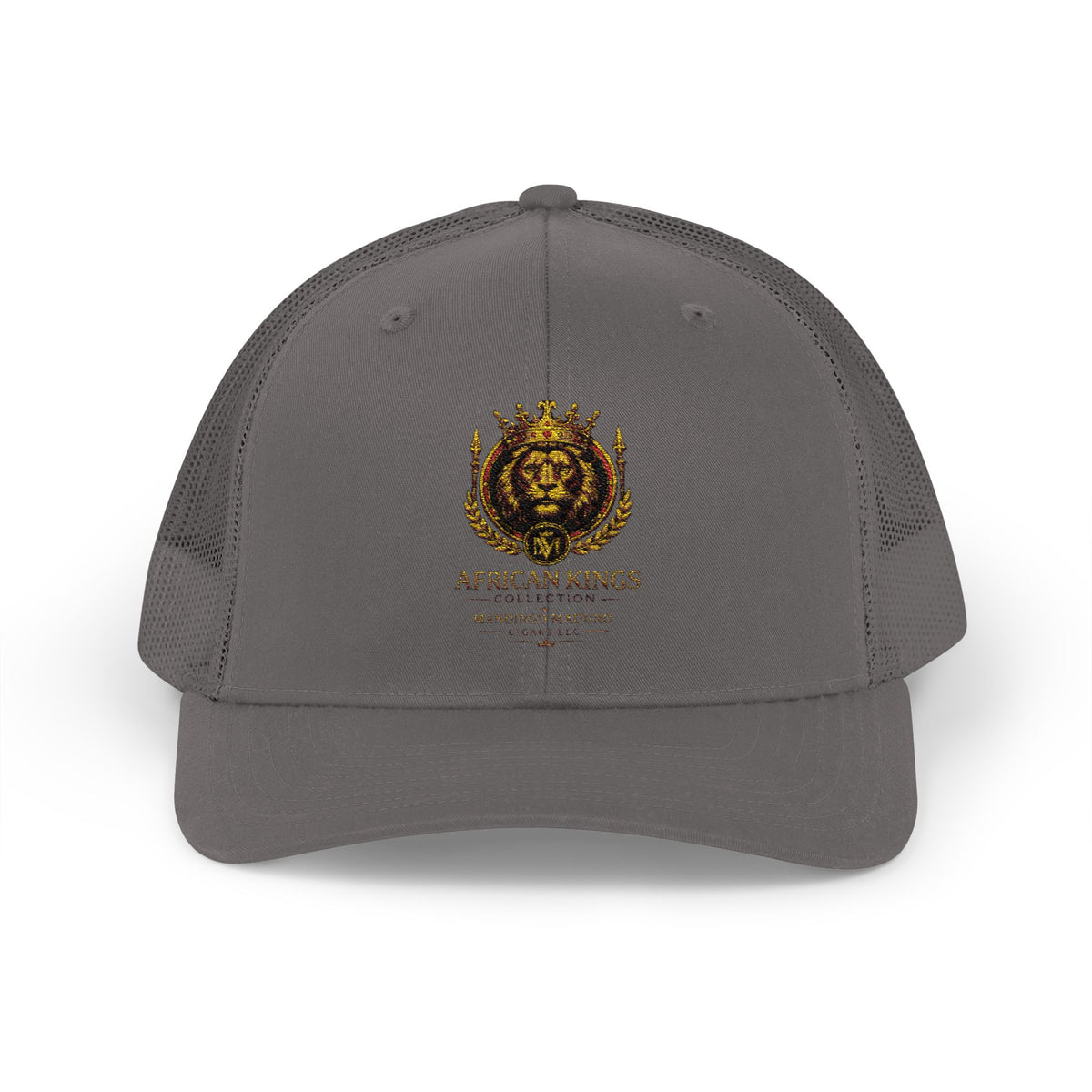 Lion Crest Snapback Trucker Cap — Vintage Regal Crest Embroidered Mesh Hat