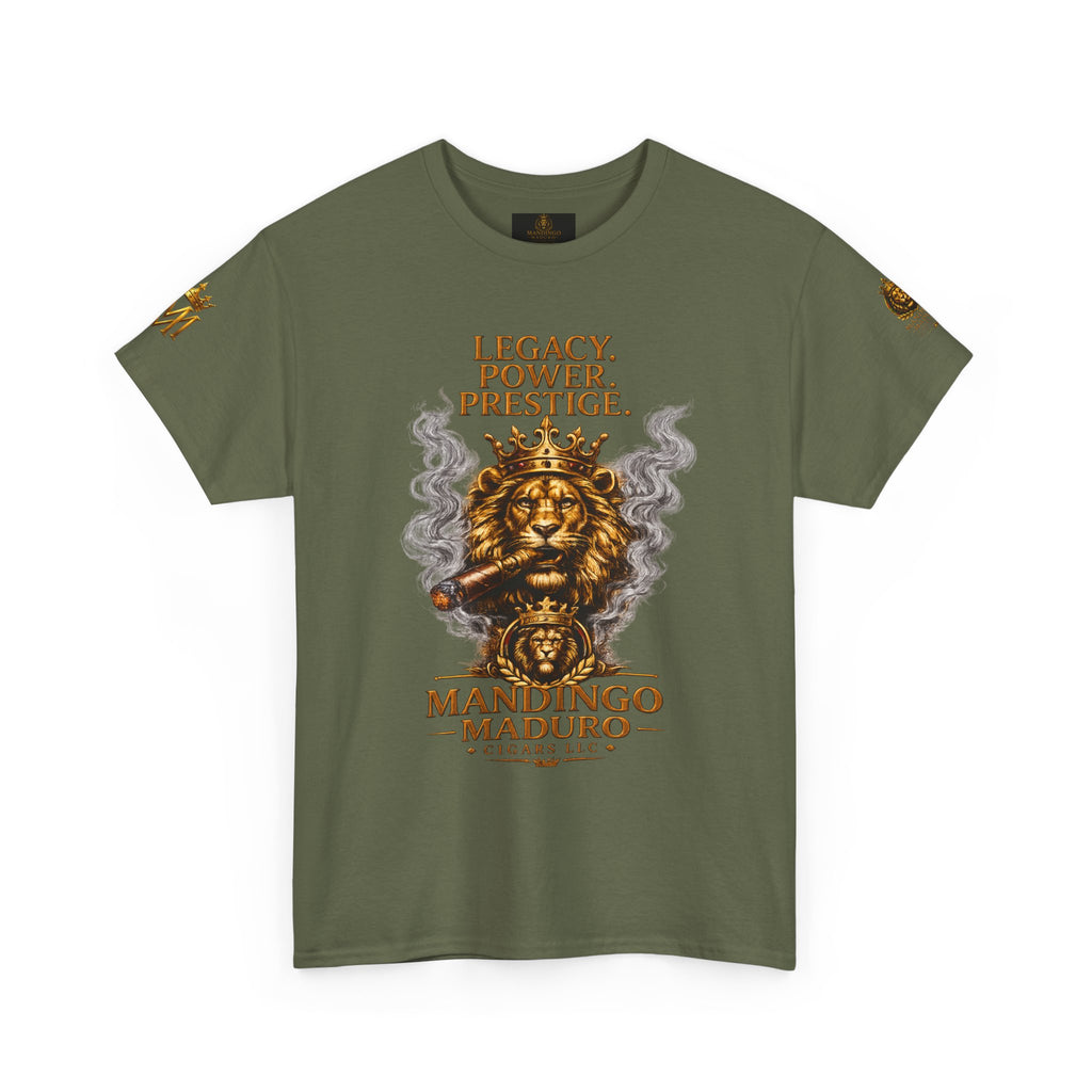 Lion Crest T-Shirt — "Legacy. Power. Prestige." Mandingo Maduro Graphic Tee