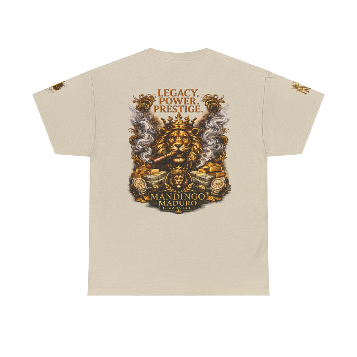 Lion Crest T-Shirt — "Legacy. Power. Prestige." Mandingo Maduro Graphic Tee