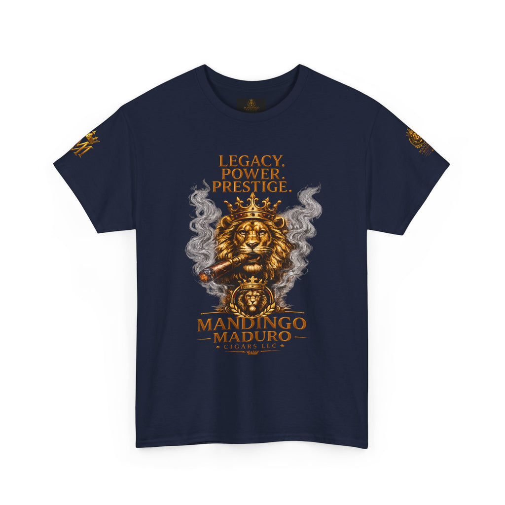 Lion Crest T-Shirt — "Legacy. Power. Prestige." Mandingo Maduro Graphic Tee