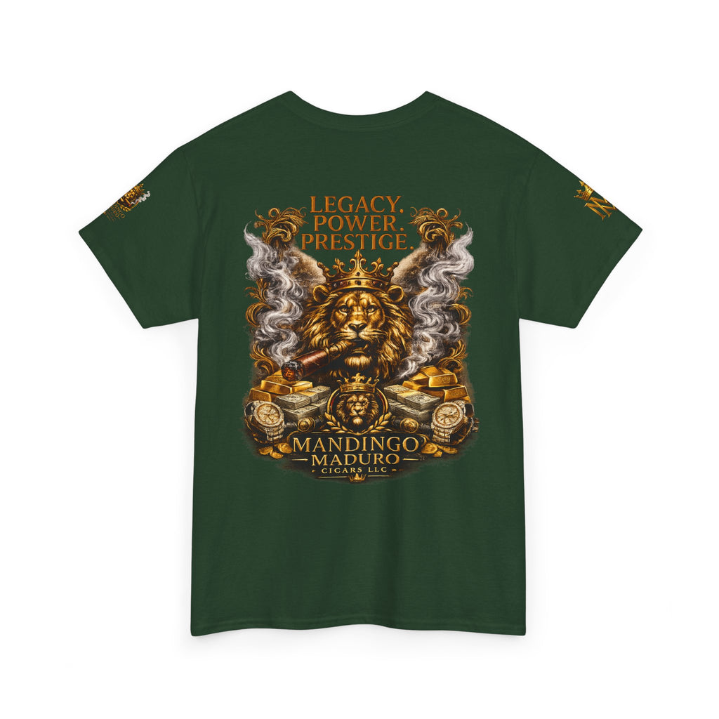 Lion Crest T-Shirt — "Legacy. Power. Prestige." Mandingo Maduro Graphic Tee