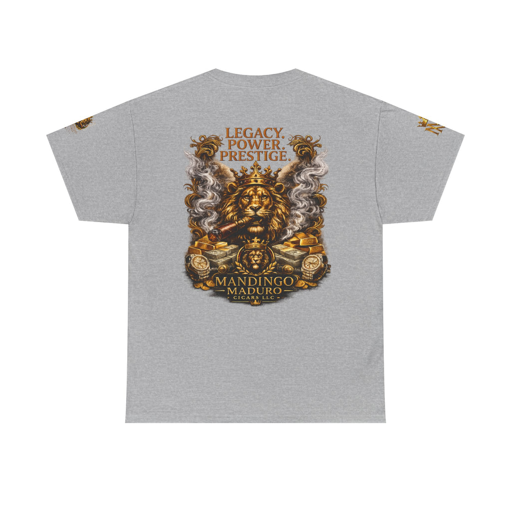Lion Crest T-Shirt — "Legacy. Power. Prestige." Mandingo Maduro Graphic Tee