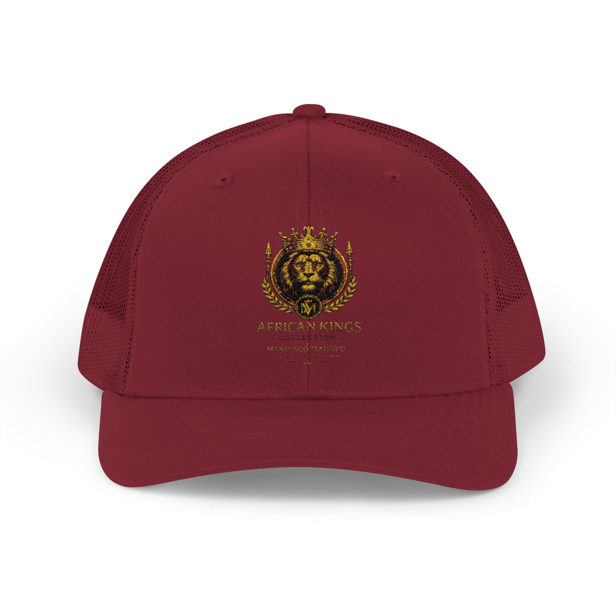 Lion Crest Snapback Trucker Cap — Vintage Regal Crest Embroidered Mesh Hat