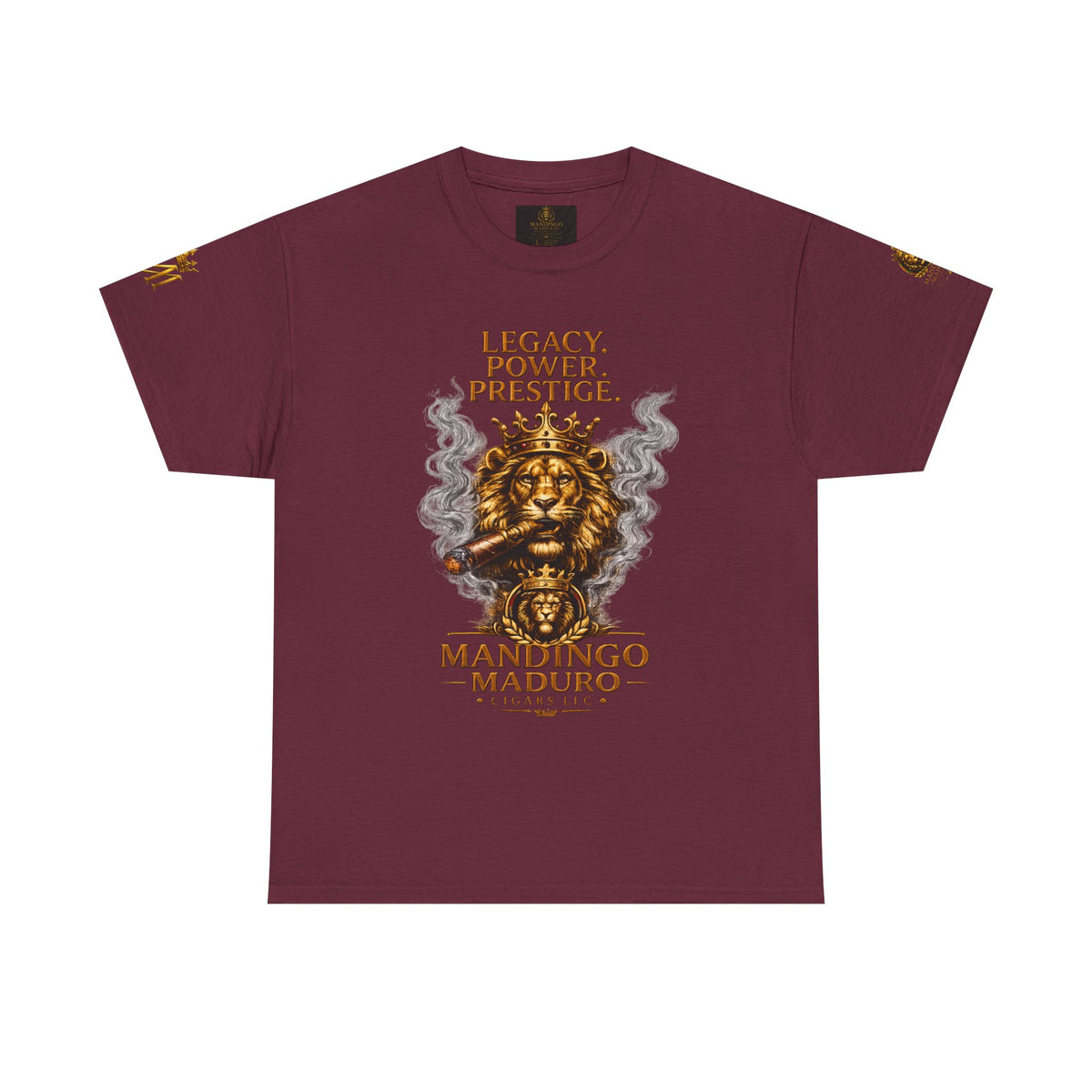 Lion Crest T-Shirt — "Legacy. Power. Prestige." Mandingo Maduro Graphic Tee