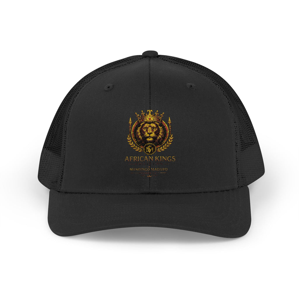 Lion Crest Snapback Trucker Cap — Vintage Regal Crest Embroidered Mesh Hat
