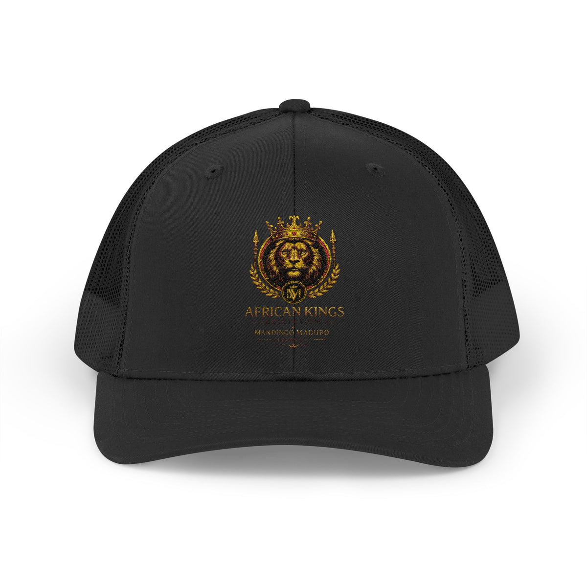 Lion Crest Snapback Trucker Cap — Vintage Regal Crest Embroidered Mesh Hat