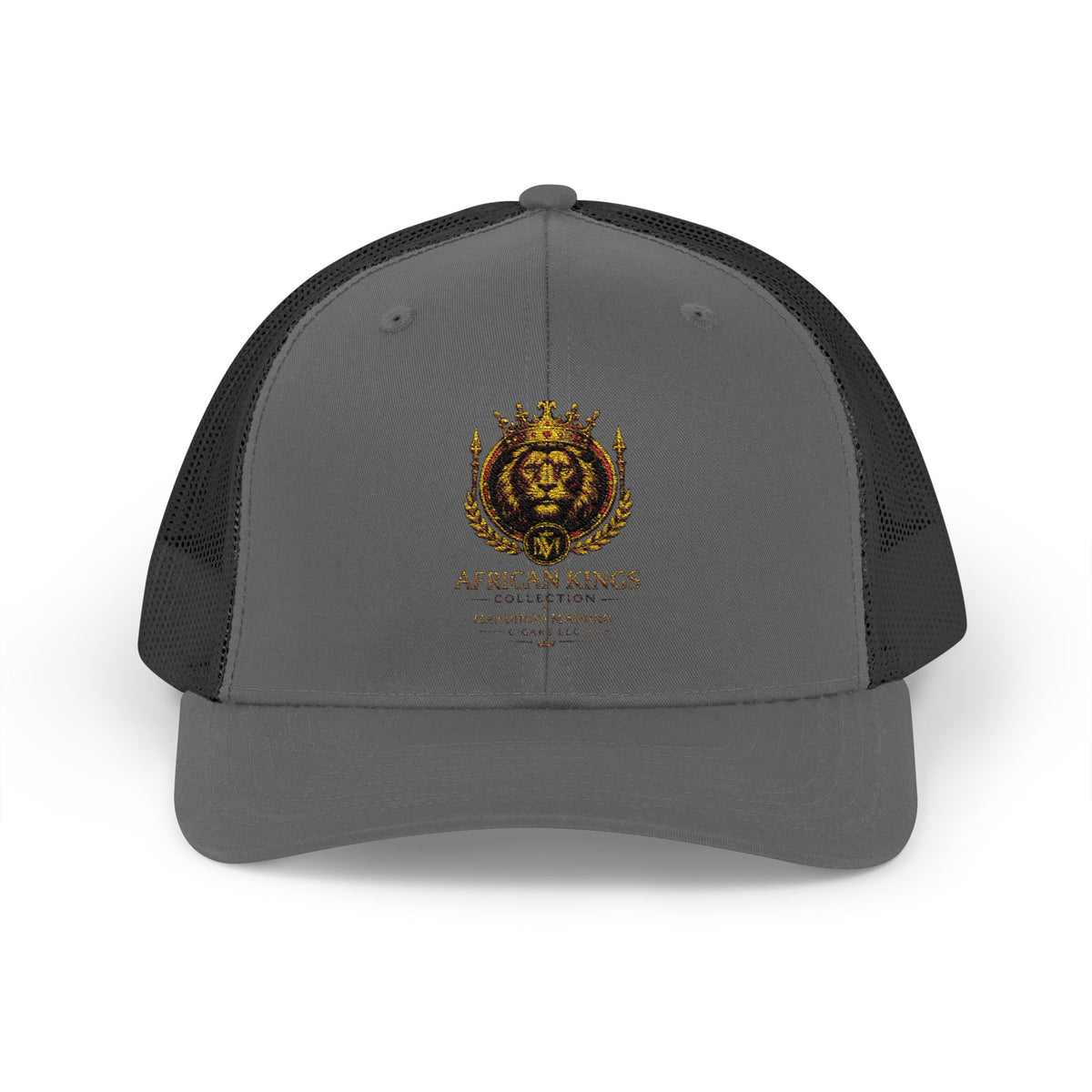 Lion Crest Snapback Trucker Cap — Vintage Regal Crest Embroidered Mesh Hat