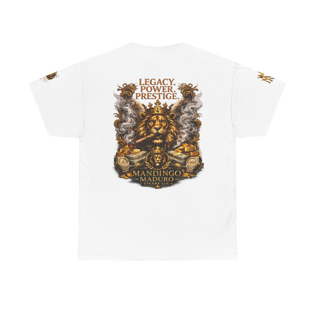 Lion Crest T-Shirt — "Legacy. Power. Prestige." Mandingo Maduro Graphic Tee