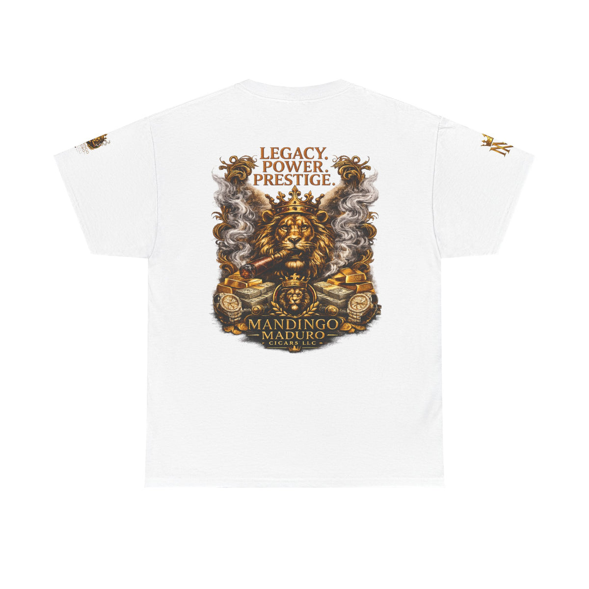 Lion Crest T-Shirt — "Legacy. Power. Prestige." Mandingo Maduro Graphic Tee