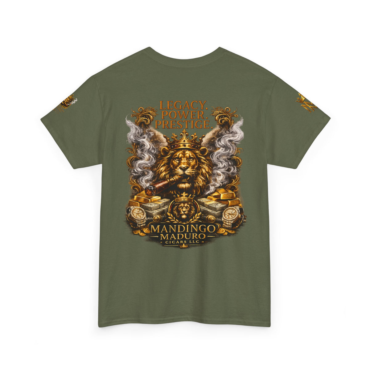 Lion Crest T-Shirt — "Legacy. Power. Prestige." Mandingo Maduro Graphic Tee