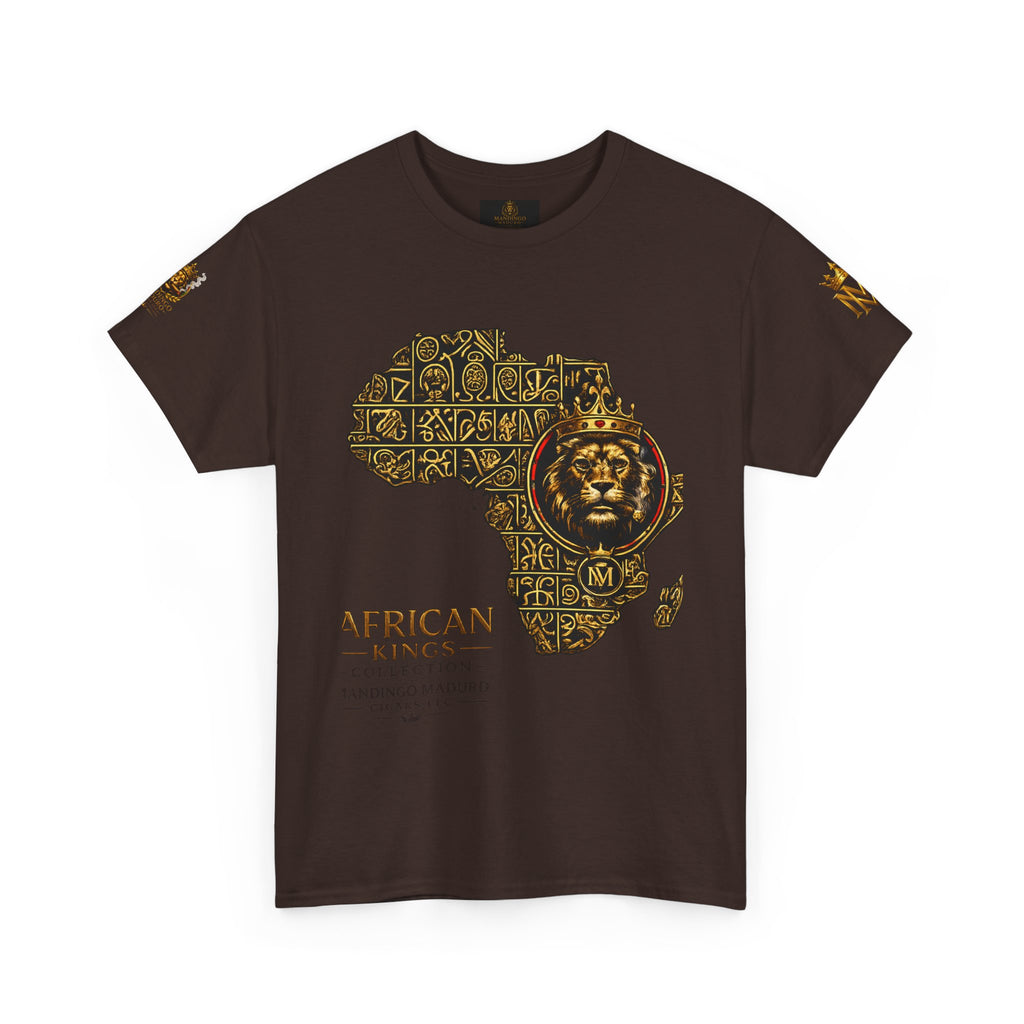 African Kings Lion Map T-Shirt — Afrocentric Royalty Graphic Tee