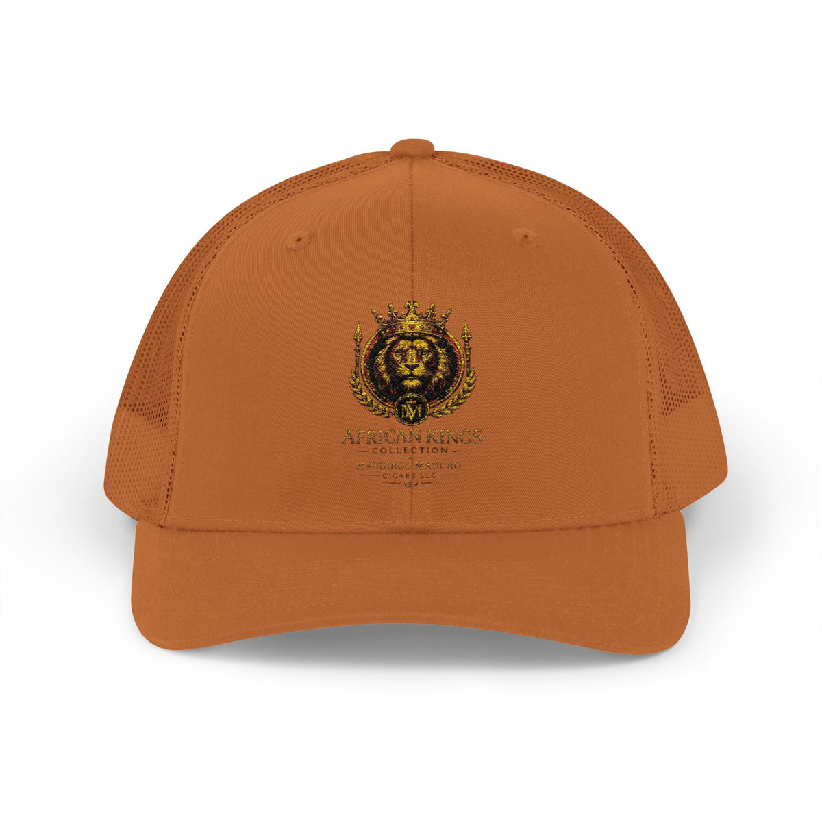 Lion Crest Snapback Trucker Cap — Vintage Regal Crest Embroidered Mesh Hat