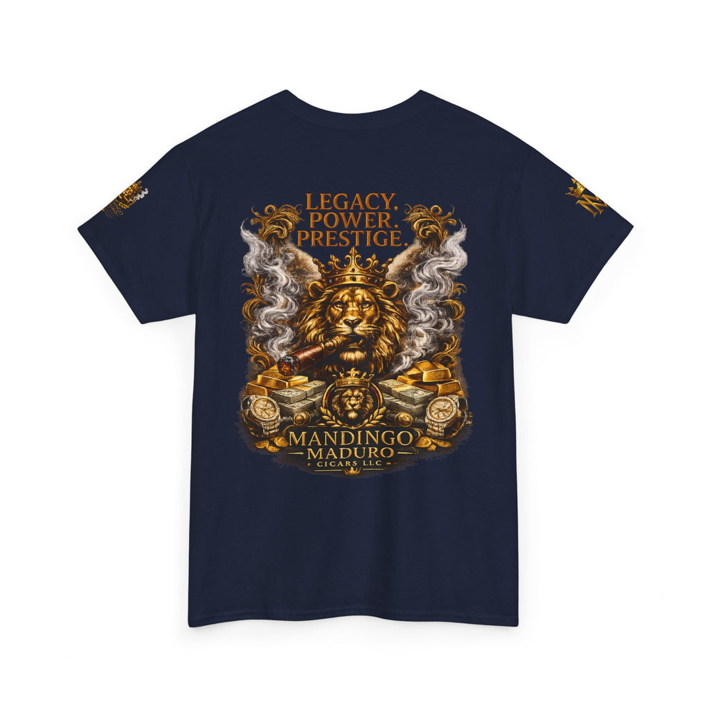 Lion Crest T-Shirt — "Legacy. Power. Prestige." Mandingo Maduro Graphic Tee