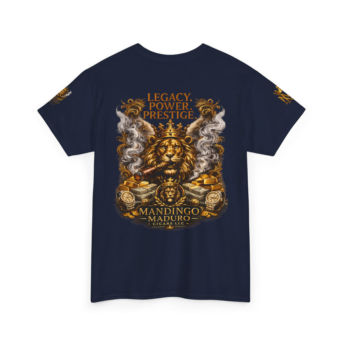 Lion Crest T-Shirt — "Legacy. Power. Prestige." Mandingo Maduro Graphic Tee